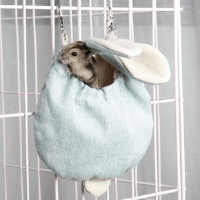 Sugar Gliders Sleeping Pouch Snuggle Cage Hanging Bed House for Squirrels Marmosets Rats Hamster Small Pets (Blue,Small)
