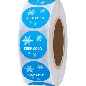 Hybsk 1 inch Keep Cold Freezer Stickers with Snow Total 1,000 Labels Per Roll