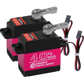 2 Pack Red Micro Servo Motor, 40kg High Torque Servo, RC Servo for 1/8 1/10 Scale RC Car Crawler Buggy Airplane Control Angle 180°