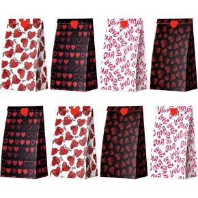 Linelglobal Valentine Bag for Treat ، 24 Pack Valentine Goodie Bag لصالح الحفلات ، حقيبة الذكرى 9 "القلب