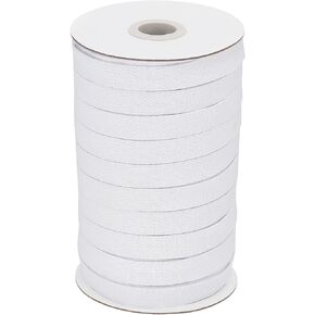 12mm Flat Elastic Band, 50 Yards Length 1/2 Width Elastic Cord Stretch Strap, Elastic Rope Knit Elastic Spool for Sewing and DIY Crafting (White)