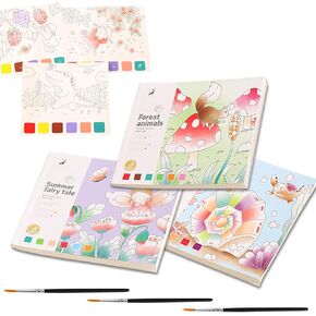 Watercolor Coloring Books 3 Pack 60 Sheet for Kids Toddlers, Mess-Free Pocket Cartoon Painting Graffiti Paper Bookmarks, Arts Crafts Drawing for Girls Boys, Party favors, Travel Activities 5.9*5.1inch