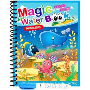 Magic Water Book, Children's Reusable Water Painting Book with Pen, Coloring Book
