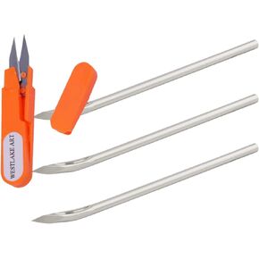 Westlake Art Speedy Stitcher Seting Needles 3per Pack ، حزمة مع مقص التطريز ، أداة خياطة متين محمول للملابس القماشية ، الجلود ، إصلاحات الدنيم ، متعددة الاستخدامات لمشاريع DIY (حزمة 3) in Kuwait
