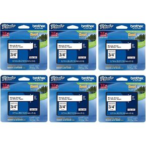 Brother Genuine P-Touch 6-Pack TZe-241 Laminated Tape, Black Print on White Standard Adhesive Laminated Tape for P-Touch Label Makers, Each Roll is 0.7"/18mm (~ 3/4") Wide, 26.2 ft. (8M) Long
