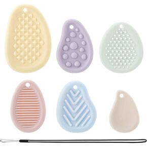 6pcs Fidget Toys Worry Stone for Kids, Multi-Colour Silicone Textured Soft Worry Stone with Lanyard Stocking Quiet Stuffer Silent Fidget Toy for Calming Down & Minimize Stress