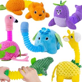 teytoy Animals Fidget Toys for Toddlers, 6 Pack Animal Pop Tubes for Kids 2-7 Year Old Boys Girls Birthday Autism Sensory Toy for Kid Age 3-5 Party Favors Gifts