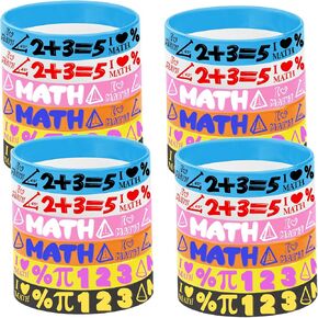 24PCS I love Math Motivational Silicone Wristband Bulk for Teenagers Personalized Silicone Rubber Motivate students Party Favors and Supplies Decorations Class party Carnival Events Prize