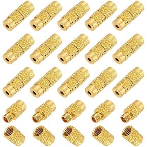 20 Sets Brass Barrel Jewelry End Tip Caps 11-12mm Long Screw Twist Clasps Tube Fastener Cord End Caps Barrel Screw Clasps for Jewelry Making Hole: 1mm