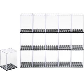 16pcs minifigures عرض حالات مجموعة ، حاوية تخزين قابلة للتكديس من أكريليك بناء قابلة للتكديس لـ Lego minifigure ، حالة تخزين مصغرة واحدة لمحبي Lego