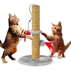 Cat Scratching Post, 20.8" Cute Scratching Posts for Indoor Cats, Ideal for Kittens & Large Cats Sturdy Scratch Posts, Fun & Durable Cat Scratchers with Hanging Toys
