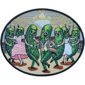 4.9" Funny Pickle Gifts for Pickle Lovers, Pickle Dancing in a Ballroom Embroidered Iron On Patch
