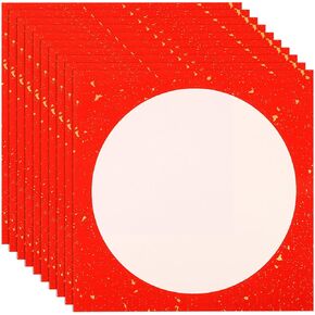 DIYEAH Xuan Paper Shikishi Paper, 10 Sheets Pre-Mounted Calligraphy Paper Rice Paper Round Calligraphy Blank Paper Drawing Rice Paper for Painting Graffiti Wall Art Decoration Red