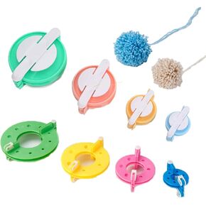 ArrErr 2 Set Pom Poms Maker Tool Kit DIY Fluff Ball Weaver Loom Loop Curve for Wool Yarn Knitting Weaving Pompom Making Plushy Wreaths Project