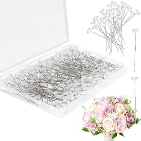 100 Pcs Diamond Pins, 2.5 Inch for Bouquets, Corsages, Flowers, Floral, Boutonnieres - Rhinestones for Wedding Bridal Hair Accessories, Jewelry DIY Craft and Flower Decoration
