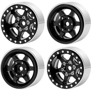 4Pcs 1.0 Beadlock Wheel 30mm for Axial SCX24 Gladiator Deadbolt Bronco C10 JLU 1/24 RC Crawlers Upgrade Parts (Blue)