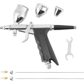 Airbrush Kit, Paint Air Brush Spray Gun Dual Action Air Brush Craft Paint Tools Tattoo Hose Kit Set, 0.3mm 0.5mm 0.8mm Nozzles Cups Set Kit for Color Leather Clothes Car