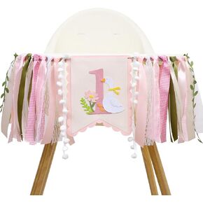 One Silly Goose High Chair Banner for Girls - Silly Goose 1st Birthday Decorations for Girls, Pink Goose First Birthday Banner, Pink One Highchair Banner, Cake Smash Props