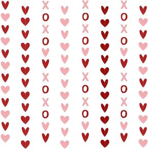 8pcs xoxo garland xoxo banner Red and Pink ، Heart Garland Decorations for Happy Day Decorities xoxo decor