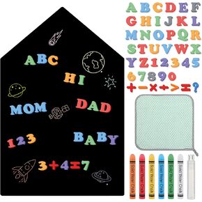 Magnetic Chalkboard for Wall 24" x 36.6" Peel and Stick Chalkboard Wallpaper Magnetic Board Educational Dry Erase Board with Magnetic Letters Numbers Chalks Clean Cloth for Office School
