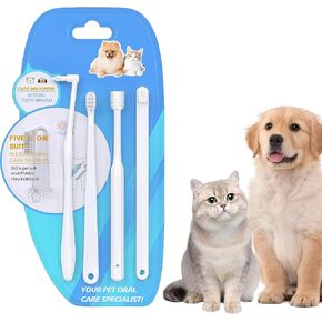 5Pcs Dog Toothbrush Kit Pet Toothbrush Cat Toothbrush Kit 360° Kitten Toothbrush Dog Finger Toothbrush Small Breed Suitable for All Cats and Dogs Dental Care,Multi-Functional Dental Cleaning