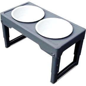 Adjustable Elevated Pet Bowl Stand with Bowls - Suitable for Dogs and Pets of Various Sizes - 4 Height Options (3", 8", 10", and 11")