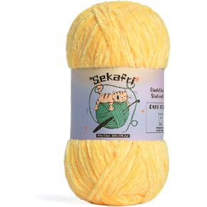Fuzzy Chenille Yarn for Crocheting, Fluffy Amigurumi Crochet Yarn for DIY Craft/Hat/Shoes, (100g/197yds) Soft Velvet Baby Blanket Yarn（Rainbow）