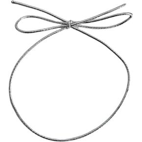 100 Pcs Silver Stretch Loops with Pre-Tied Bows from Elastic Ribbon - 6 Inches Elastic Metallic String Gift Bows Boxes,Tags, Craft & Easy Wrapping