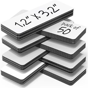 50 Pack Dry Erase Magnetic Labels 3.2x1.2 in - Magnetic Name Tags for Classroom Lockers School Bus - Classroom Magnets for Names - Magnet Labels for Whiteboard - Magnetic Name Plates for Classroom Blanked