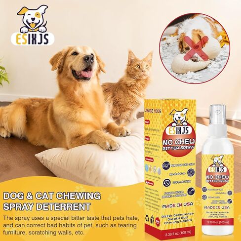 No Chew Spray for Dogs Bitter Apple Formula Stop Dogs from Chewing Furniture Anti Licking Spray for Puppies and Cats Yuck Bitter Deterrent Alcohol-Free Gentle on Skin in Kuwait