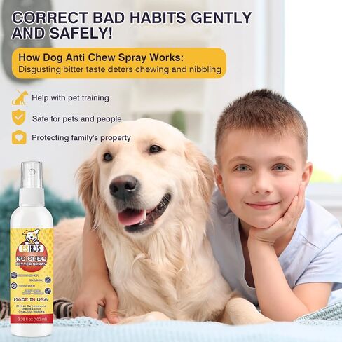 No Chew Spray for Dogs Bitter Apple Formula Stop Dogs from Chewing Furniture Anti Licking Spray for Puppies and Cats Yuck Bitter Deterrent Alcohol-Free Gentle on Skin in Kuwait
