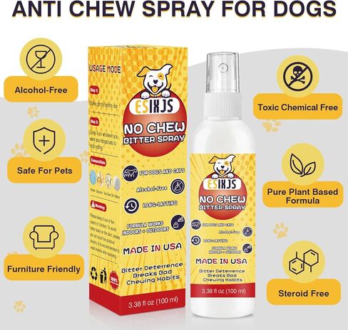 No Chew Spray for Dogs Bitter Apple Formula Stop Dogs from Chewing Furniture Anti Licking Spray for Puppies and Cats Yuck Bitter Deterrent Alcohol-Free Gentle on Skin in Kuwait