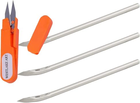 Westlake Art Speedy Stitcher Seting Needles 3per Pack ، حزمة مع مقص التطريز ، أداة خياطة متين محمول للملابس القماشية ، الجلود ، إصلاحات الدنيم ، متعددة الاستخدامات لمشاريع DIY (حزمة 3) in Kuwait