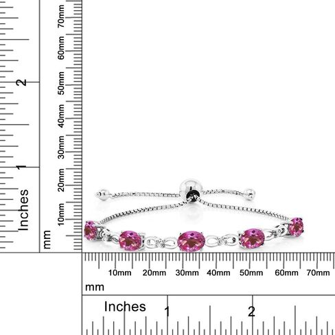 Gem Stone King 925 Sterling Silver Black Sapphire and White Lab Grown Diamond Tennis Bracelet For Women (5.52 Cttw, Gemstone September Birthstone, Oval 7x5MM, Fully Adjustable Up to 9 Inch) in Saudi Arabia