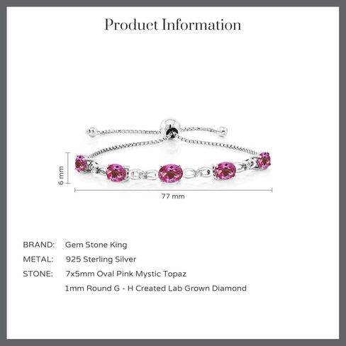Gem Stone King 925 Sterling Silver Black Sapphire and White Lab Grown Diamond Tennis Bracelet For Women (5.52 Cttw, Gemstone September Birthstone, Oval 7x5MM, Fully Adjustable Up to 9 Inch) in Saudi Arabia