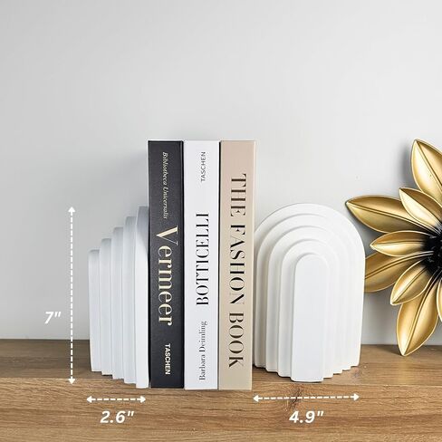 مجموعة من الكتب الثقيلة مجموعة من 2 ، Bookends ملموسة للأرفف وديكور رف الكتب ، ديكور أنيقة ودائمة للكتاب ، نهايات الكتب البسيطة للرفوف ، مثالية للمنزل والمكتب (القوس 3) in Saudi Arabia