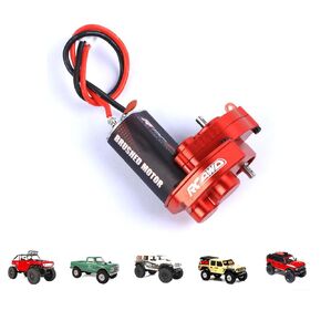 RCAWD Upgraded 55T Carbon Brush 050 Motor Alum Center Gear Case Transmission Assembled w/Steel Gears for Axial SCX24 Wrangler Bronco Gladiator C10 Deadbolt AX24 XC-1 4WS Upgrade Parts (Red)