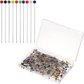 300 PCS Multicolor Straight Pins Sewing Pins with Glass Pearl Head Pins Long 1.5inch Pearlized Ball Head Pins Dressmaker Pins for Fixing Sewing Markers, Jewelry DIY, Tailoring