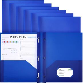 Cholemy 36 Pcs Plastic Pocket Folders with Prong 2 Heavy Duty Pockets Folders with 3 Prongs Letter Size Paper Folders Bulk File Plastic Folders with Fasteners for Office Workers (Blue)