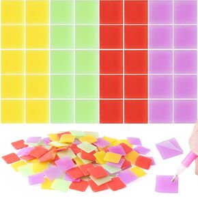 140pcs Diamond Art Wax, 2x2cm Painting Refills Glue, Diamond Art Clay Embroidery Accessories for DIY 3D Diamond Art Painting- Red & Yellow & Green & Purple