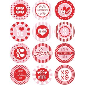 WhatSign 36Pcs Valentines Day Stickers Valentine Labels Stickers Gift Tags Happy Valentines Heart Stickers Valentine Stickers for Cards Envelope Seals Boxes Gift Wrap Valentine Party Favors Decoration