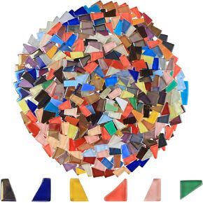 1.1 lb Iridescent Glass Mosaic Tiles for Crafts Bulk Irregular Tiny Tile Mixed Shapes Crystal Broken Pieces Stained Adult Handmade DIY Projects Creative Art Decor
