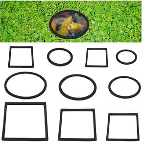 10Pcs Aquarium Floating Plant Barrier Set 5 Sizes Round & Square Fish Feeder Rings Black Aquarium Feeding Ring for Fish Tank, Floating Plant Ring, Fish Tank Aquarium Accessories