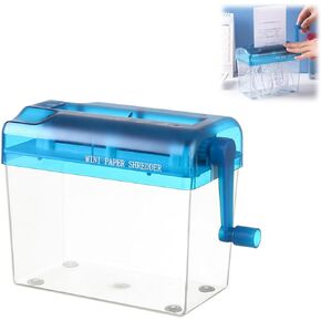 Mini Hand Shredder,Portable Paper Shredder Manual Shredder Document File Straight Cutting Machine for School Office,Hand Paper Cutter for Paper,Notes,Bills,Portrait,Photo (Blue)