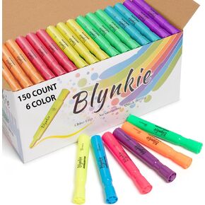 Highlighters Bulk 150 Pack of 6 Bright Colors Tank Style Chisel Tip Highlighters Set for Kid and Adult Coloring Highlighting for Classroom Office School Supplies and Shop Short Style.