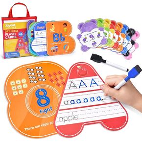 44 Pack Dry Erase Alphabet and Number Flash Cards, Write and Wipe ABC Letter Tracing Writing Practice Games for Kids Ages 3 4 5 Preschool Kindergarten Educational Learning Activity