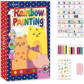 Pain Set for Kids DIY Squeegee Art Kids Paint Kit, Rainbow pointillism scratch, 35 Pcs Childrens Painting Rainbow, Childrens Painting Crafts Creativity Set, Painting Kit for Beginner Student Toddlers