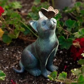 تمثال Cat Angel Memorial مع الفراشة ، تمثال Cat Memorial لفقدان Cat ، Statue Memorial Stone لحجر قبر الحديقة ، الذكرى ، علامة القبر ، ارتفاع 7.87 بوصة