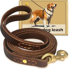 Leather Dog Leash 6 ft x 3/4 inch,Strong and Soft Heavy Duty Genuine Leather Dog Leash for Large, Medium, Small Dogs Premium Leather Leash for Dogs