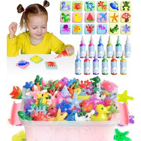 Hrsqu Magic Magic Water Toy Kit - Aqua Elf Water Gel Kit - 100 مل من مجموعات خرافية كبيرة السعة مع 18 حيوانًا بحريًا - هدايا عيد الميلاد للأطفال.